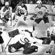 Affiche officielle des Anciens Canadiens de Montréal en noir et blanc. 