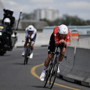 Nickolas Zukowsky lors du contre-la-montre des mondiaux de cyclisme, &agrave; Montr&eacute;al.