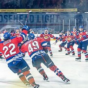 Des joueurs célébrants la victoire.