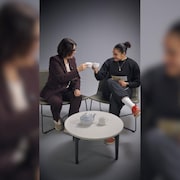 Dani&egrave;le Sauvageau prend un th&eacute; avec Oph&eacute;