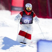 Mikael Kingsbury lors de la derni&egrave;re descente de sa carri&egrave;re.