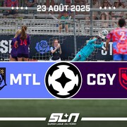 La gardienne Stephanie Bukovec fait un arr&ecirc;t dans les airs.