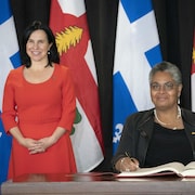 Valérie Plante et Dominique Ollivier au Palais des congrès de Montréal.