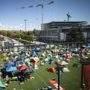 Un campement propalestinien sur le campus de l'UBC. 