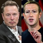 Photomontage des photos de profil d'Elon Musk et de Mark Zuckerberg. 