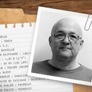 Illustration d'un dossier de recherche et d'une photo de Denis Bégin.