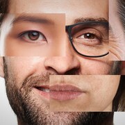 Un visage composé de plusieurs photos différentes pour illustrer différents attributs de genre et de diversité.