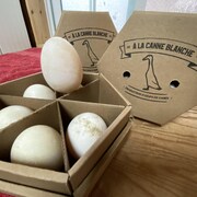 Les œufs emballés de la ferme À la canne blanche