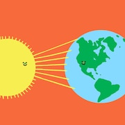 Une illustration du soleil qui rayonne sur la Terre.
