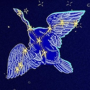 Image du balado avec un ciel étoil et une constellation.