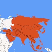 Une carte représentant l'Asie.