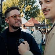 Olivier Primeau, entrepreneur et influenceur, et le journaliste &agrave; Rad Tristan Champagne-Lessard.