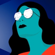 Illustration d'une femme devant son écran d'ordinateur, dont on voit le reflet dans ses lunettes de sa navigation sur des forums complotistes.