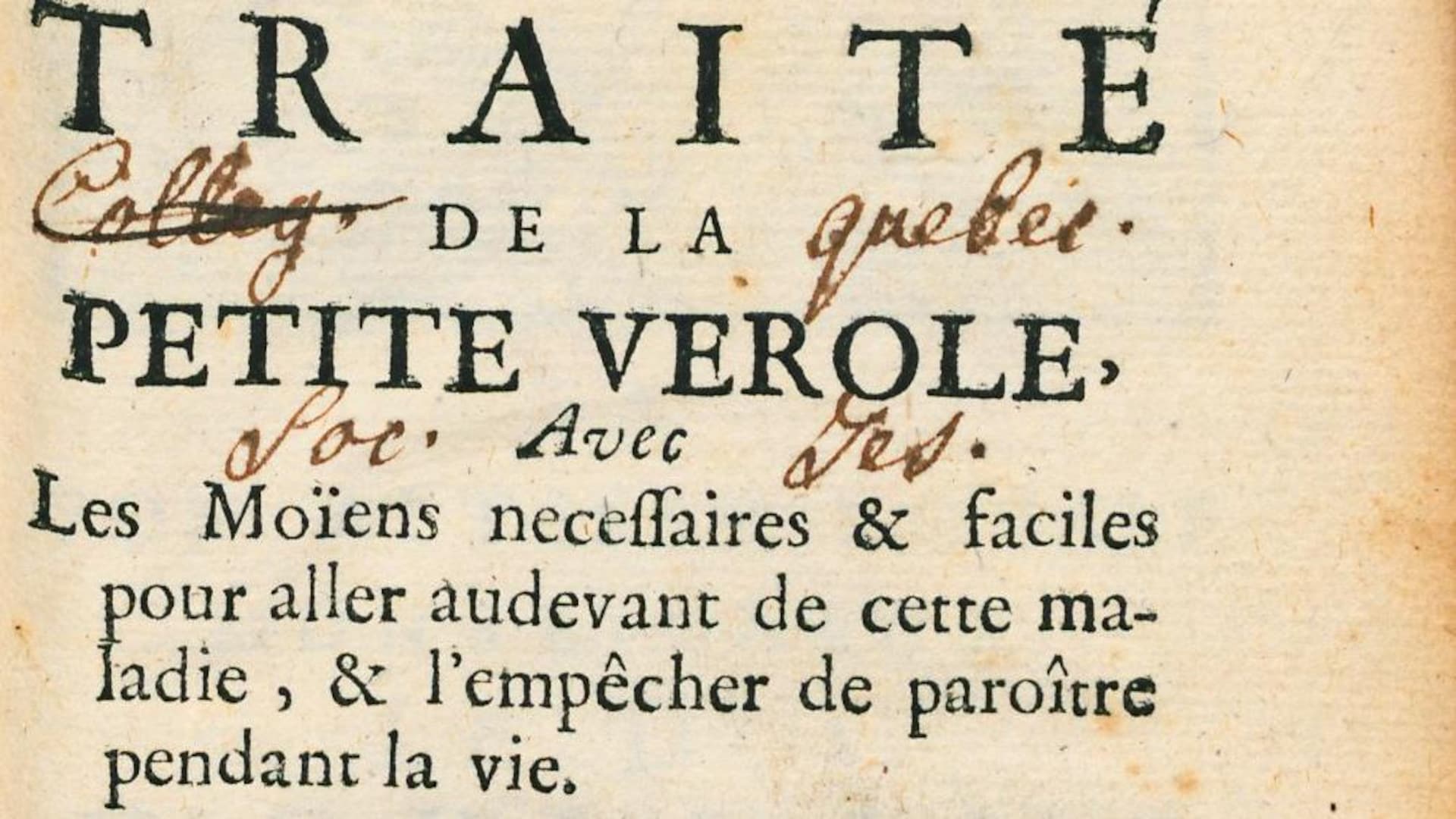 Un livre très ancien porte le sceau de la bibliothèque du Séminaire de Québec. Le sous-titre précise qu'on y traite de la petite vérole et des moyens pour s'en prémunir. Un livre très ancien porte le sceau de la bibliothèque du Séminaire de Québec. Le sous-titre précise qu'on y traite de la petite vérole et des moyens pour s'en prémunir.