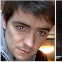 Un collage de photos du visage d'Alexandre Bissonnette et de Justin Bourque