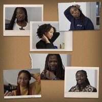 Cinq personnes noires dans un montage photo
