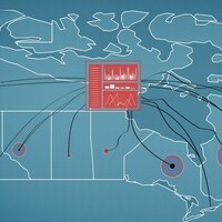 Une carte du Canada avec un site web au centre qui rassemble les données provinciales.