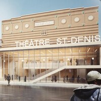 Modélisation du futur Théâtre St-Denis vu de l'extérieur. 