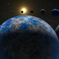 Illustration montrant plusieurs exoplanètes.