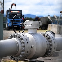 Les installations de la station de stockage de gaz de Haidach, près de Strasswalchen, en Autriche.