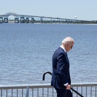 Le président Biden après un discours sur les infrastructures en Louisiane, en mai.