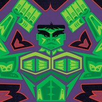 Des personnages dessinés dans un style évoquant l'art tribal.