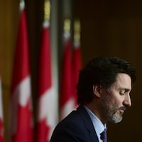 Justin Trudeau en conférence de presse le 23 avril 2021.