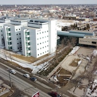 Une vue aérienne du Laboratoire national de microbiologie à Winnipeg.