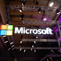 Le logo de Microsoft affiché à la conférence Web Summit. 