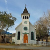 Façade de l'église Sacred Heart de Penticton avant l'incendie.