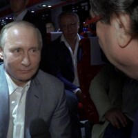 Le journaliste Raymond Saint-Pierre en entrevue avec le président russe Vladimir Poutine