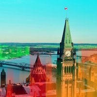 Montage photo de la colline du Parlement et de la rivière des Outaouais