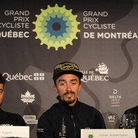 Peter Sagan, Julien Alaphilippe et Michael Matthews en conférence de presse