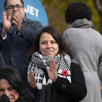 Caroline Bourgeois lors d'un rassemblement de candidats de Projet Montréal.