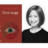 La couverture et l'autrice du polar Ocre Rouge; Marie-Françoise Taggart.