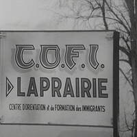Panneau annonçant le COFI de La Prairie en 1972.