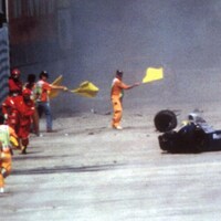 La voiture d'Ayrton Senna après l'accident fatal
