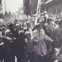 Une manifestation lors du front commun des syndicats québécois de 1972