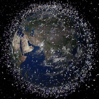 Représentation par ordinateur des débris dans l'orbite terrestre, réalisée par l'Agence spatiale européenne.
