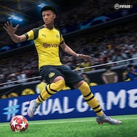 Image du jeu vidéo FIFA 2020 où l'on voit un joueur portant un maillot jaune s'apprêter à donner un coup de pied sur le ballon.