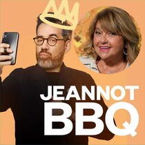 Jean-Sébastien Girard juxtaposant une bulle contenant le visage de Lise Dion.