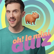 Visuel du balado Oh! le mini quiz avec Pascal Morissette avec un dessin de capybaras