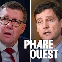 Danielle Smith, Scott Moe et David Eby.