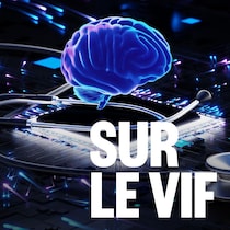 Illustration d'un cerveau qui flotte au-dessus d'un circuit électronique entouré d'un stéthoscope.