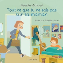 Illustration d'une mère tenant une mallette en train de renter dans la chambre de son petit garçon.