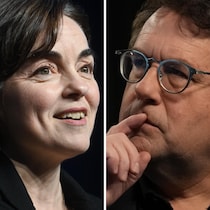 Montage d'images de Christine Fréchette et de Bernard Drainville.