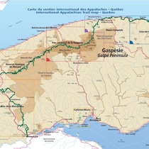 Carte du sentier international des Appalaches, section Québec.