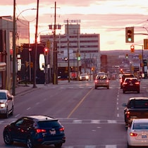 Le centre-ville de Timmins.