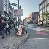 Une pancarte de Christine Fréchette dans les rues de Trois-Rivières.