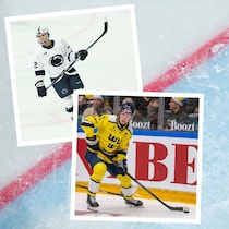 Un graphique montrant une photo de chacun des joueurs sur la patinoire. 